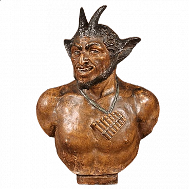 Busto di Pan, scultura in terracotta policroma, seconda metà dell'800