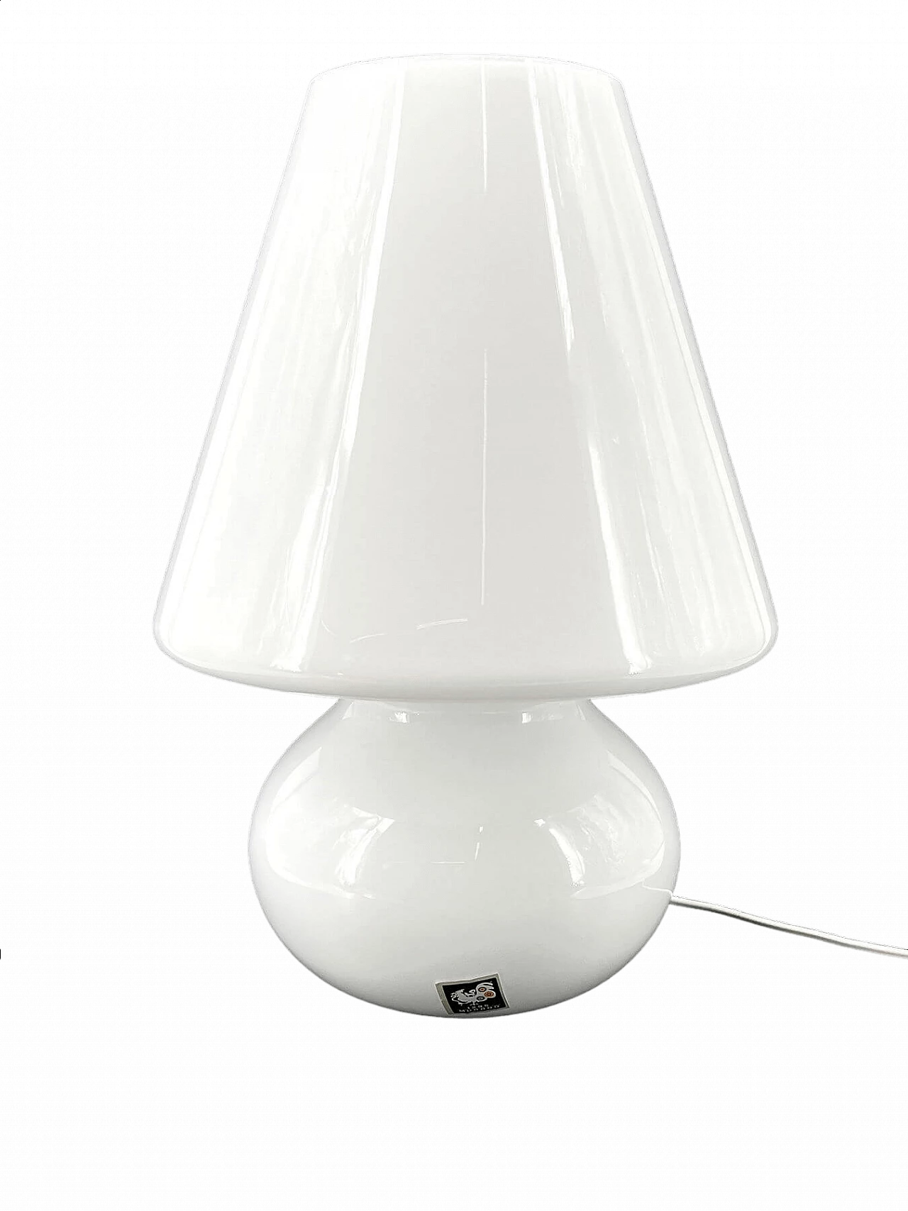 Glossy white Murano glass table lamp 4