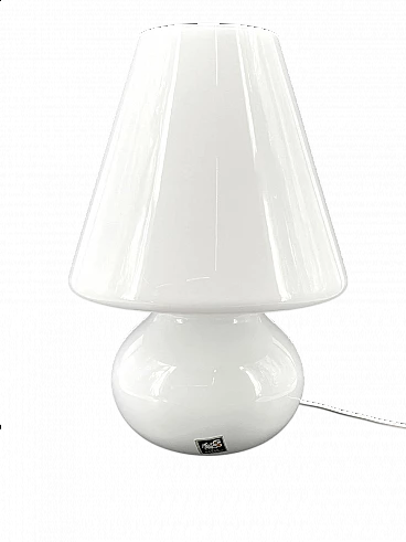 Glossy white Murano glass table lamp