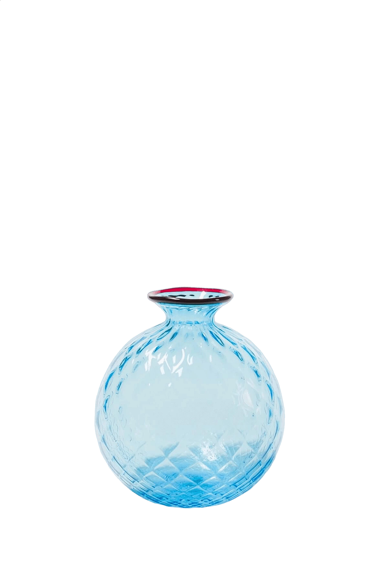 Vaso in vetro di Murano azzurro con lavorazione ballotton 5