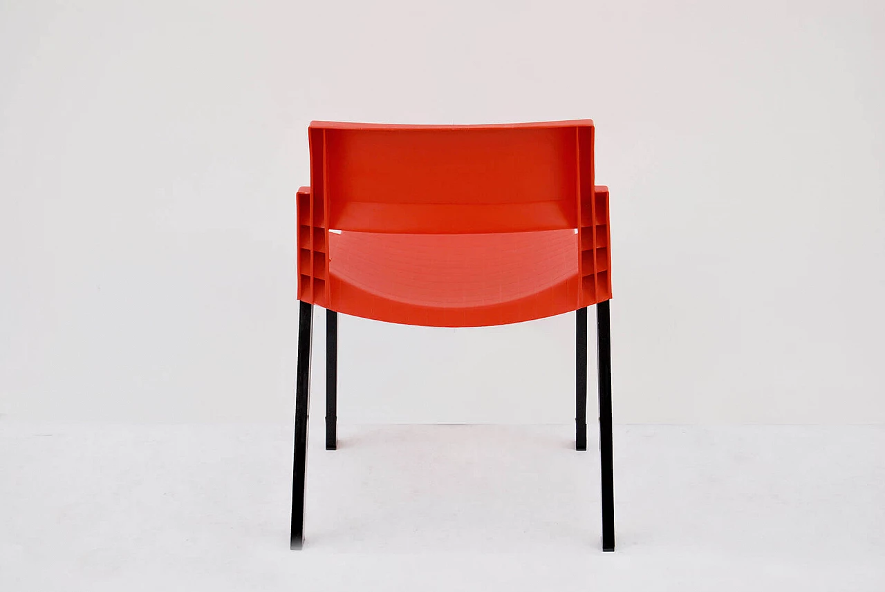 6 red and black dining chairs City  by Lucci & Orlandini for Lamm, 1980s 3