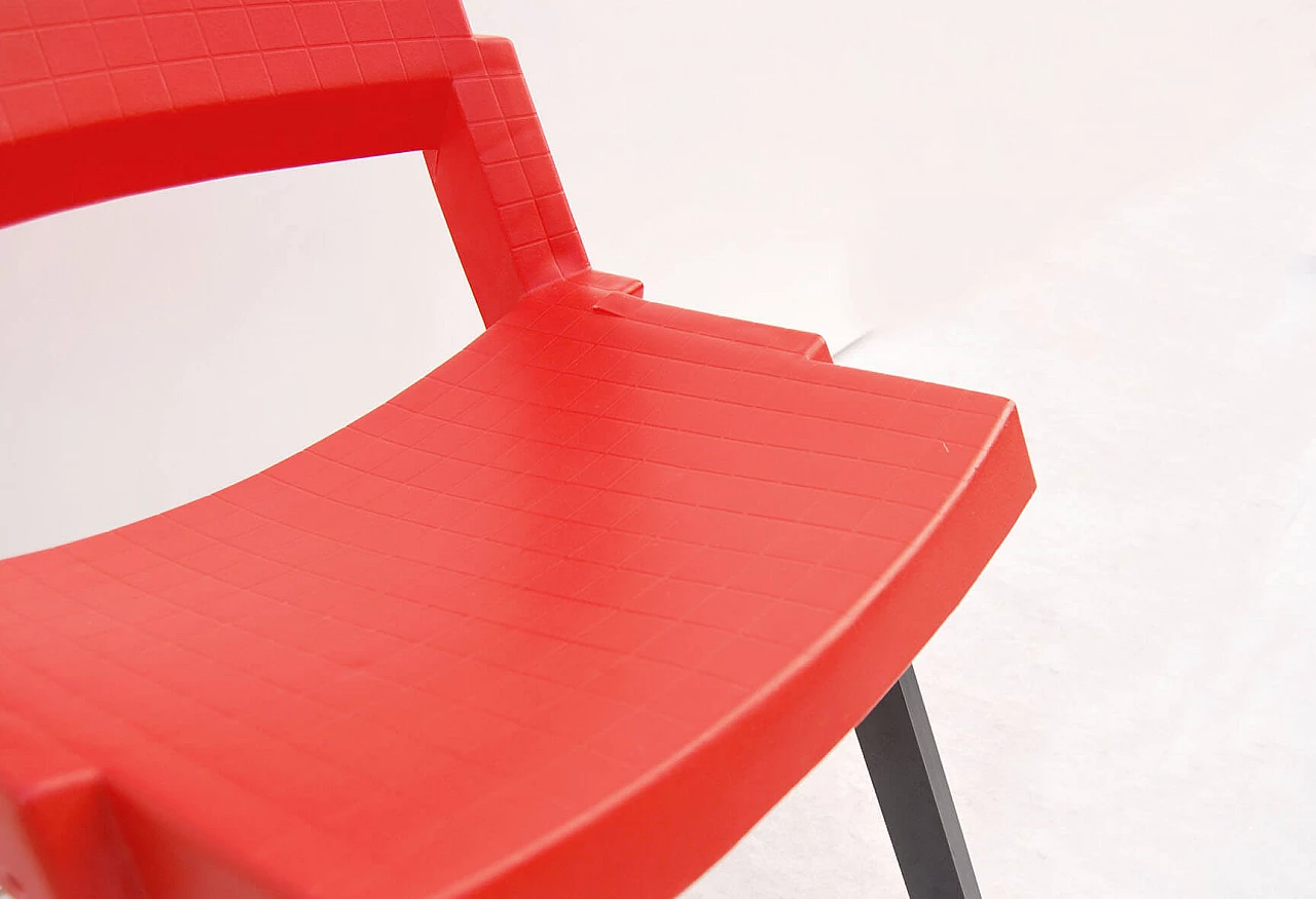 6 red and black dining chairs City  by Lucci & Orlandini for Lamm, 1980s 5