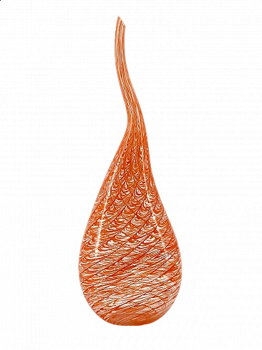 Vaso in vetro di Murano arancione di Valter Rossi
