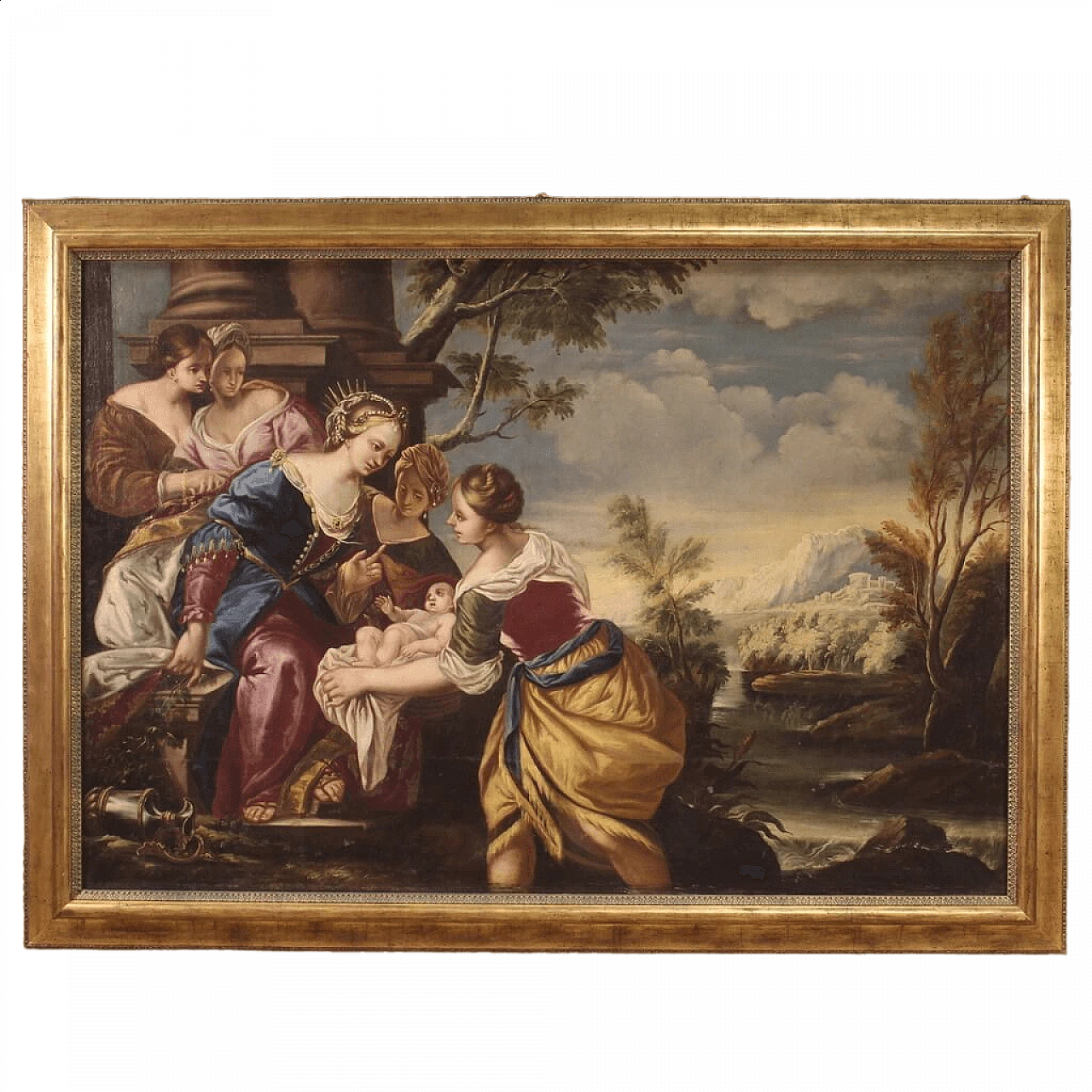 Mosè salvato dalle acque, dipinto a olio su tela, seconda metà del '700 16