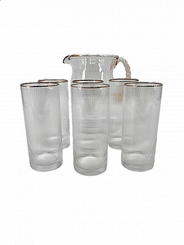 6 Murano glass beakers and carafe by Nason and Moretti, 1990s