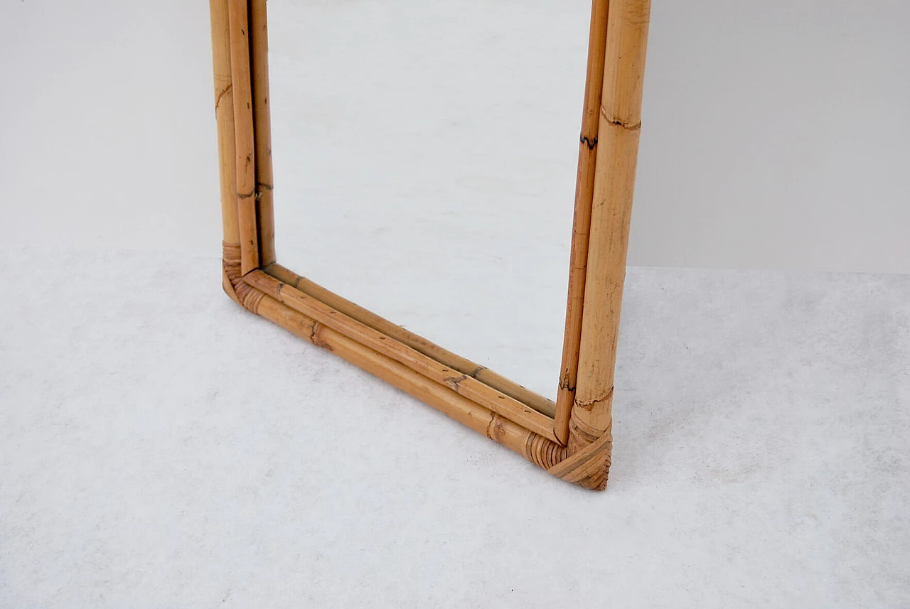 Specchio da parete ad arco in bambù e rattan, anni '60 3