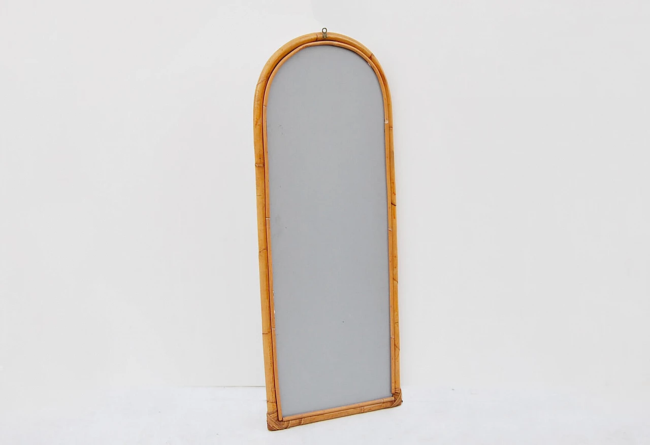 Arched wall mirror made of bamboo and rattan, 1960s 4