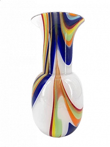 Vaso in vetro di Murano con canne colorate