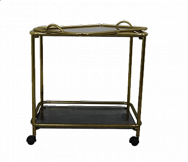 Brass and smoked glass cart, 1980s
