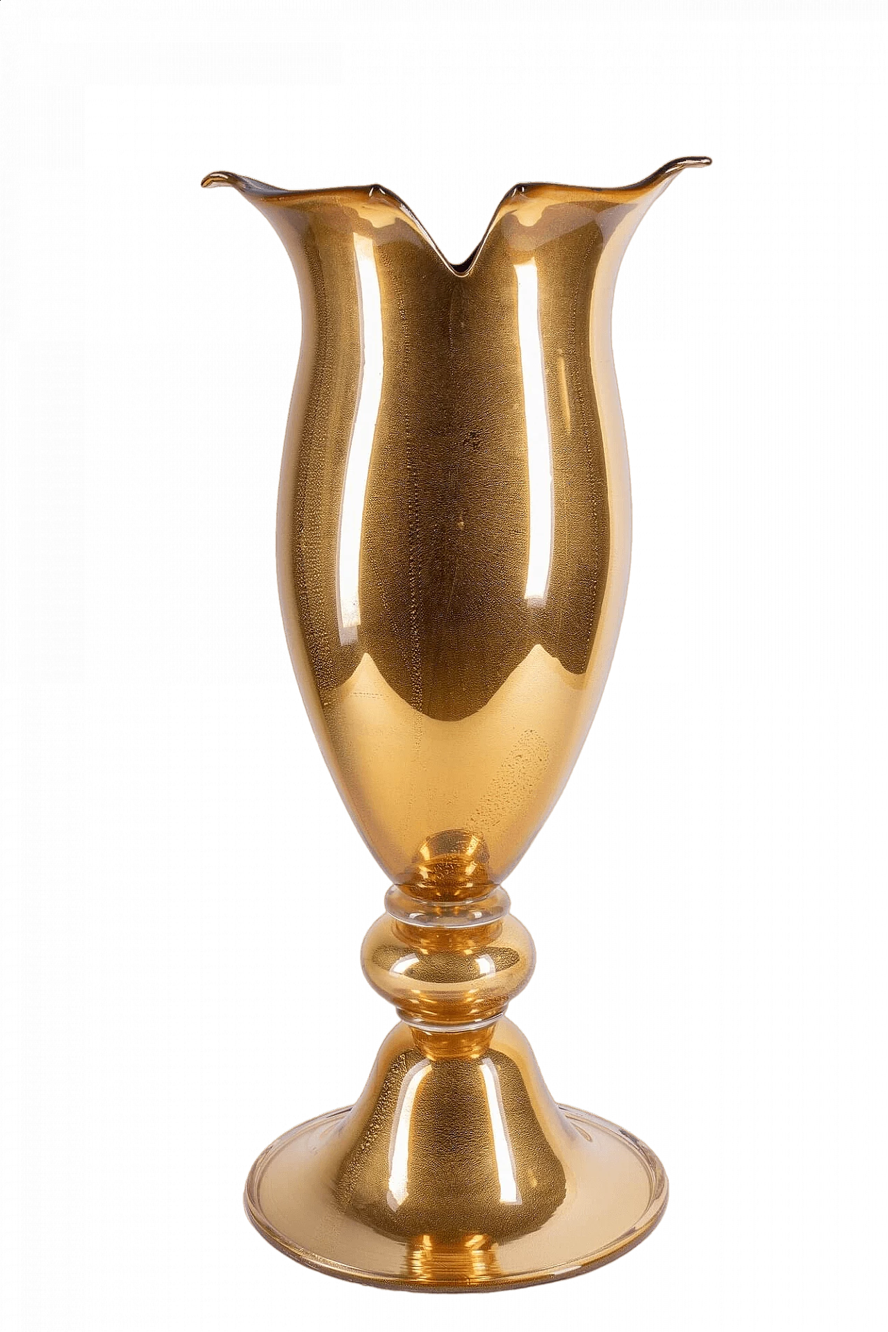 Murano glass vase blown with 24 kt gold leaf 4