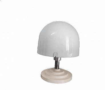 Lampada da tavolo in acciaio, alluminio e plexiglass, anni '60