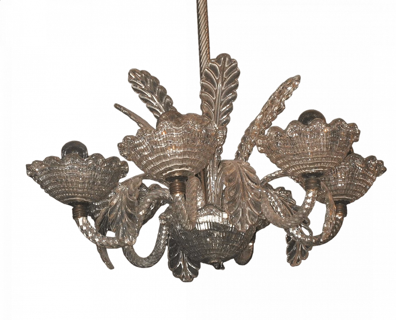 Lampadario in vetro di Murano nello stile di Barovier, anni '40 10