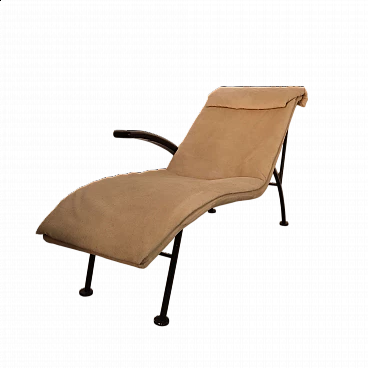 Alcantara and metal chaise longue, 1980s