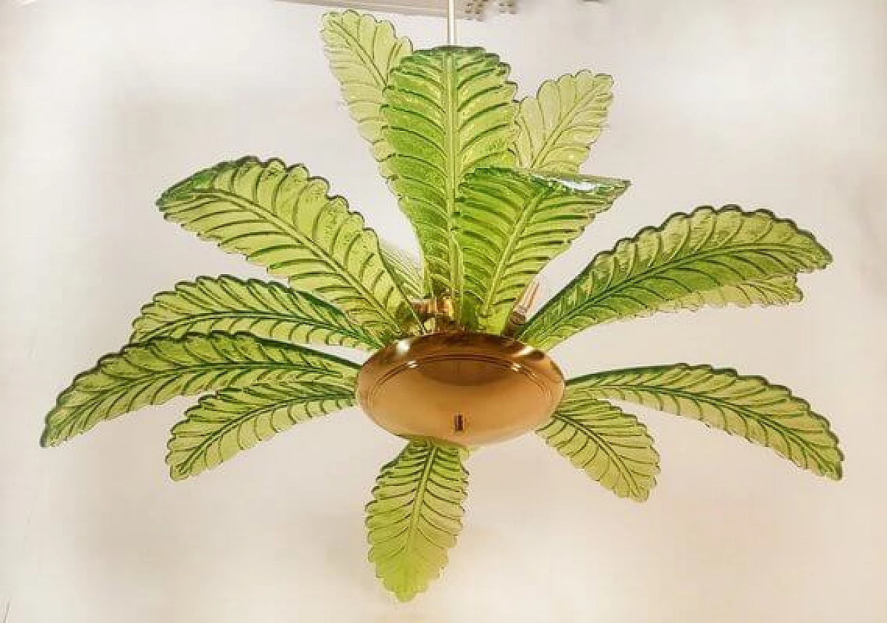 Lampadario a forma di palma in vetro di Murano, anni '70 3