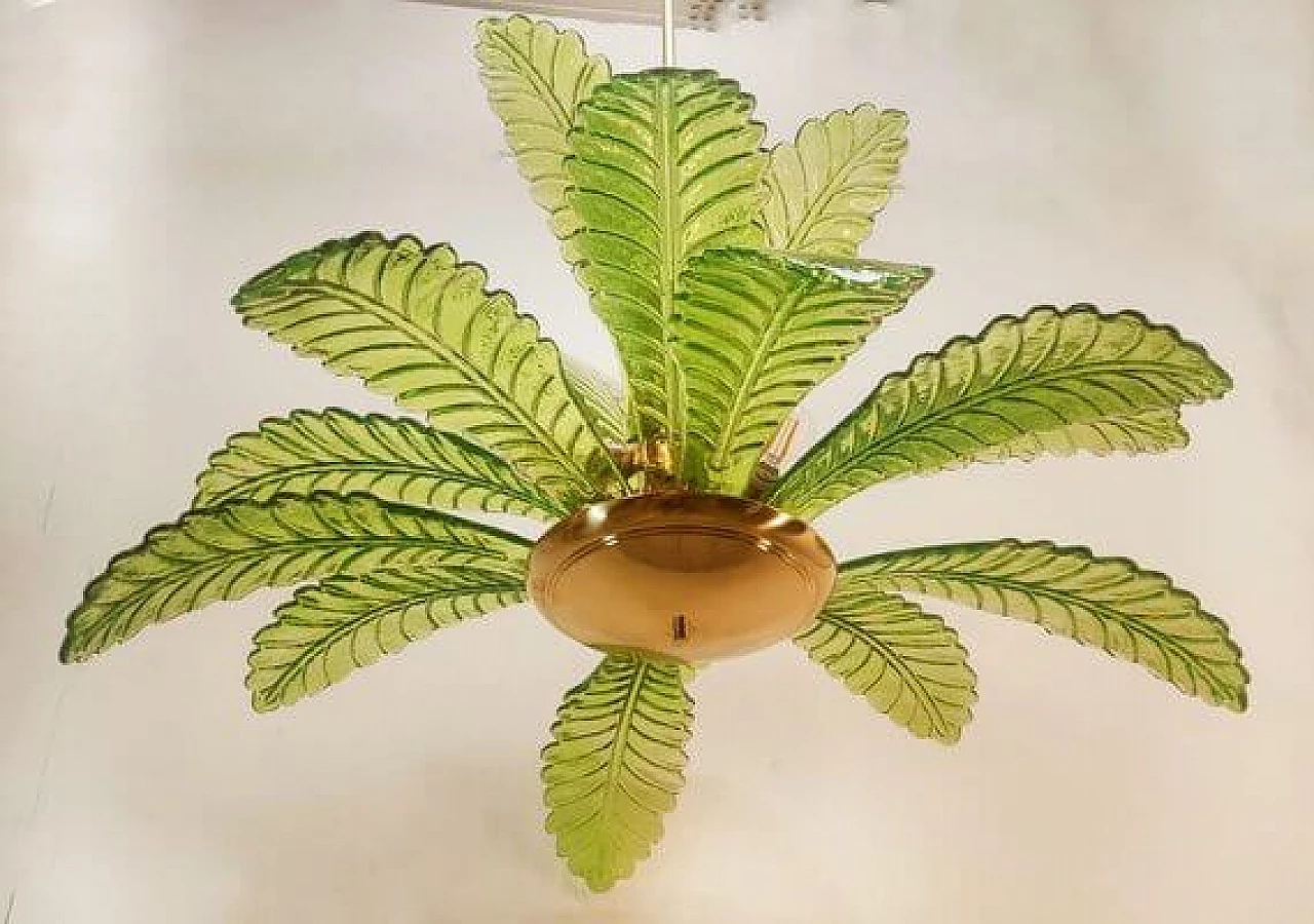 Palm-shaped Murano glass chandelier, 1970s 6