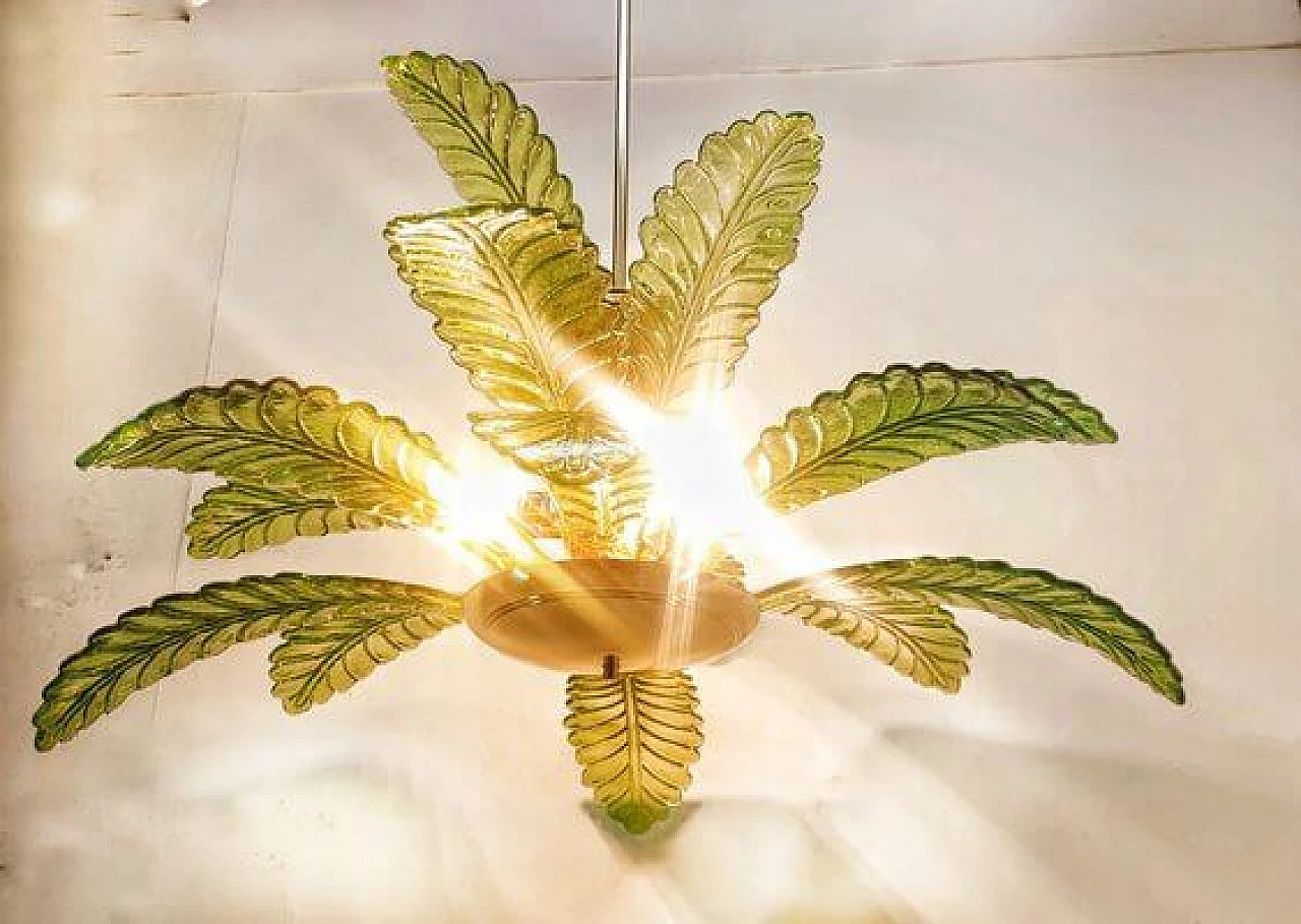 Palm-shaped Murano glass chandelier, 1970s 10