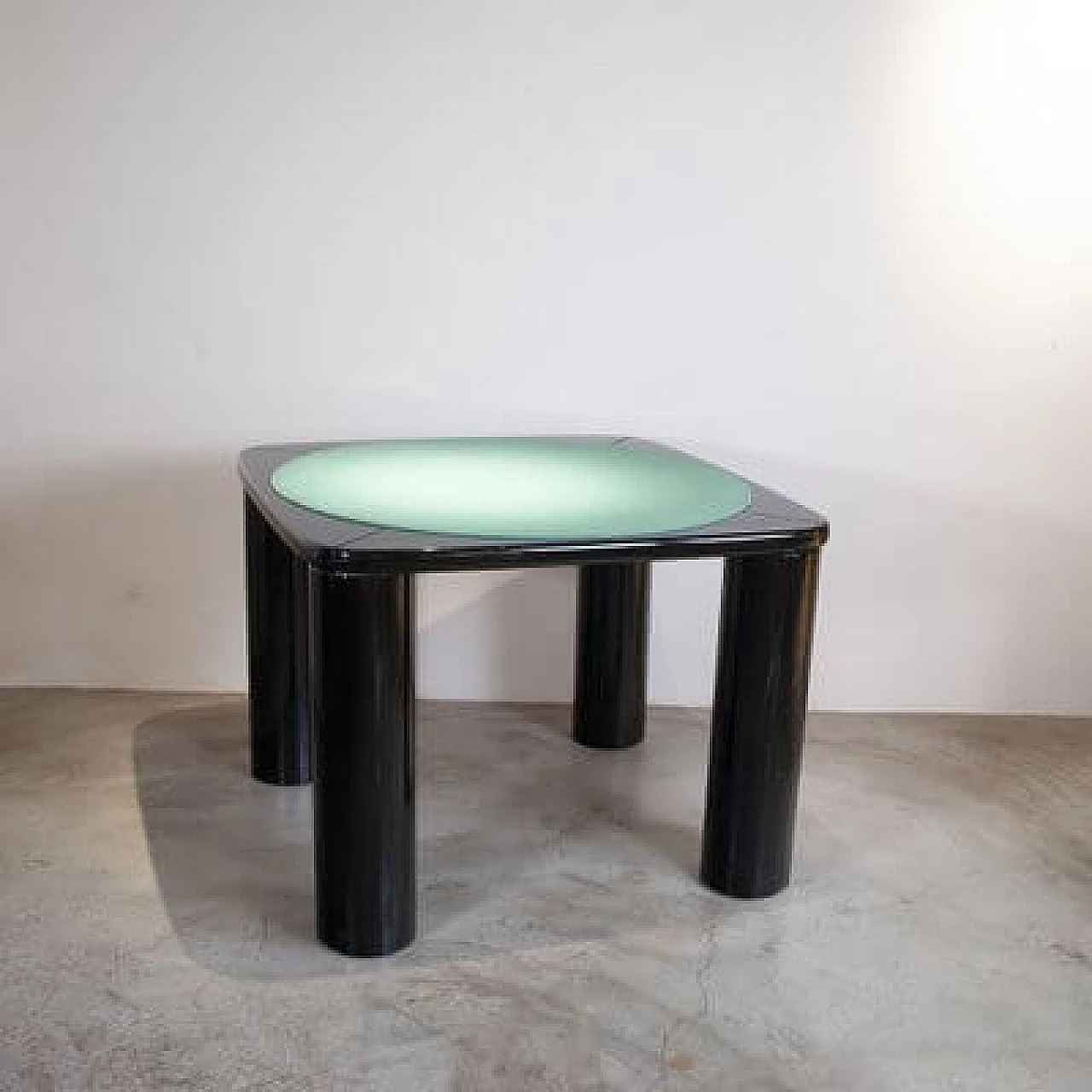 Game table in fabric and black lacquered wood with swivel legs by Pierluigi Molinari for Pozzi, 1970s 3