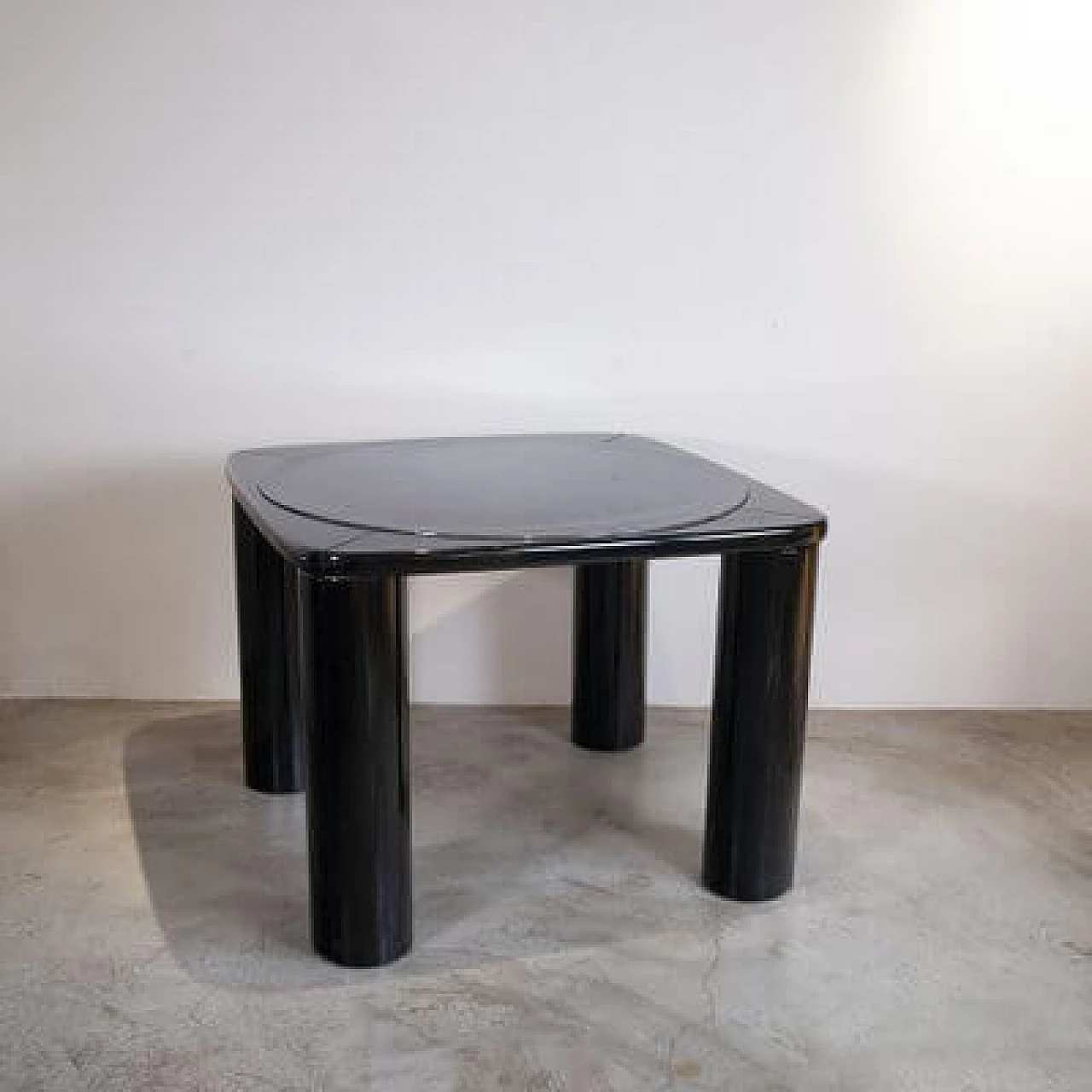 Game table in fabric and black lacquered wood with swivel legs by Pierluigi Molinari for Pozzi, 1970s 5