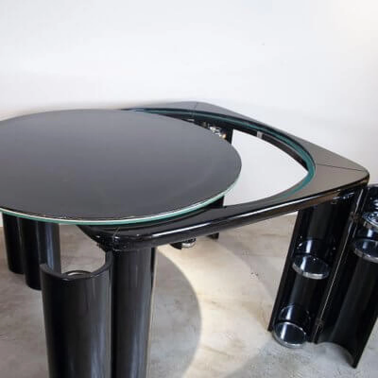 Game table in fabric and black lacquered wood with swivel legs by Pierluigi Molinari for Pozzi, 1970s 8