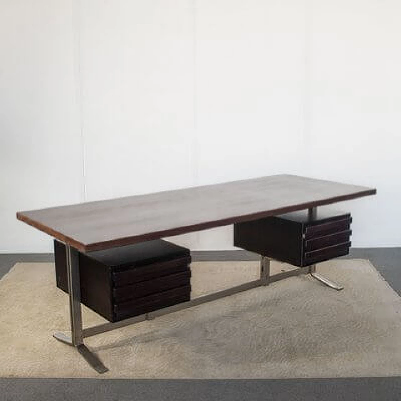 Teak and steel desk by Gianni Moscatelli for Formanova, 1970s 1