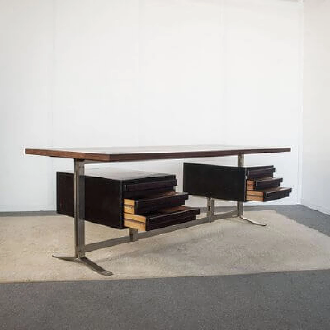 Teak and steel desk by Gianni Moscatelli for Formanova, 1970s 3