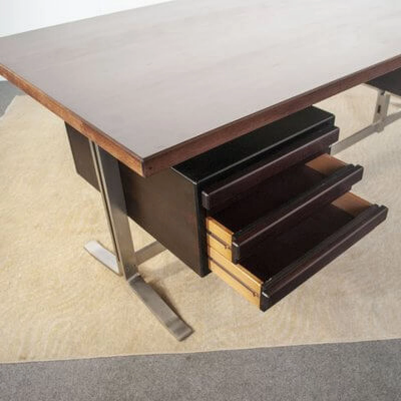 Teak and steel desk by Gianni Moscatelli for Formanova, 1970s 5