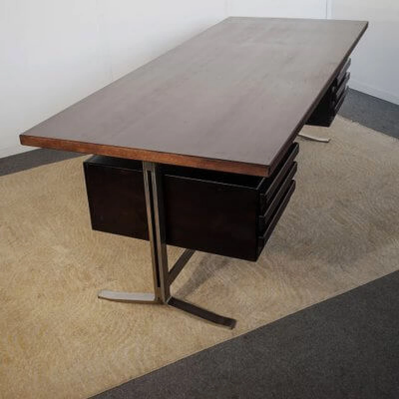 Teak and steel desk by Gianni Moscatelli for Formanova, 1970s 8