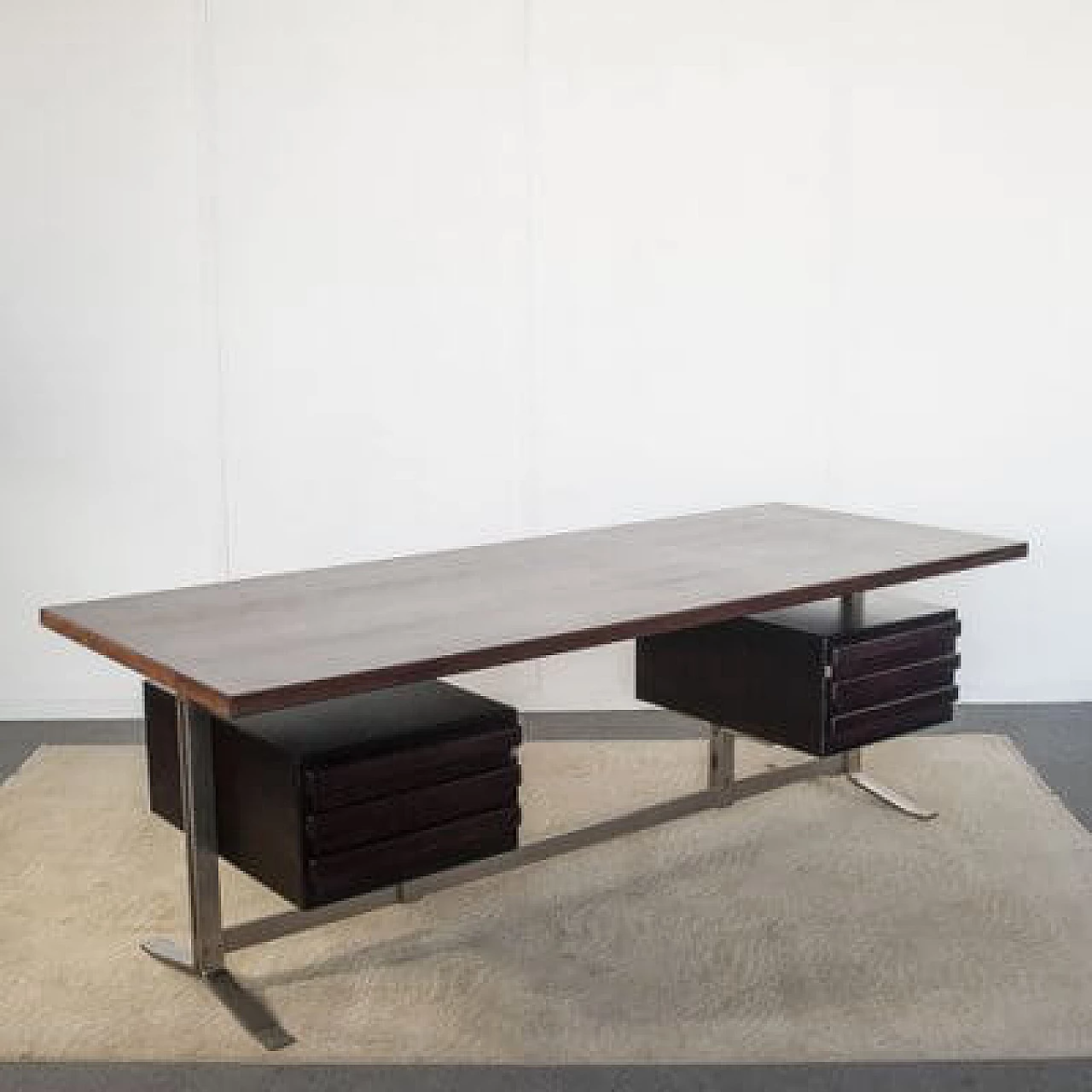 Teak and steel desk by Gianni Moscatelli for Formanova, 1970s 9