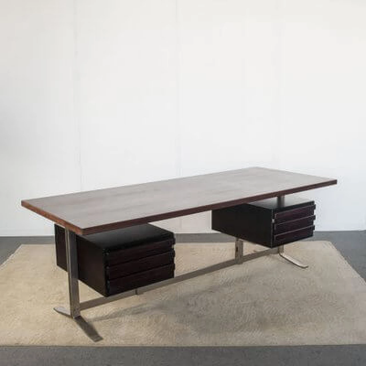 Teak and steel desk by Gianni Moscatelli for Formanova, 1970s 10