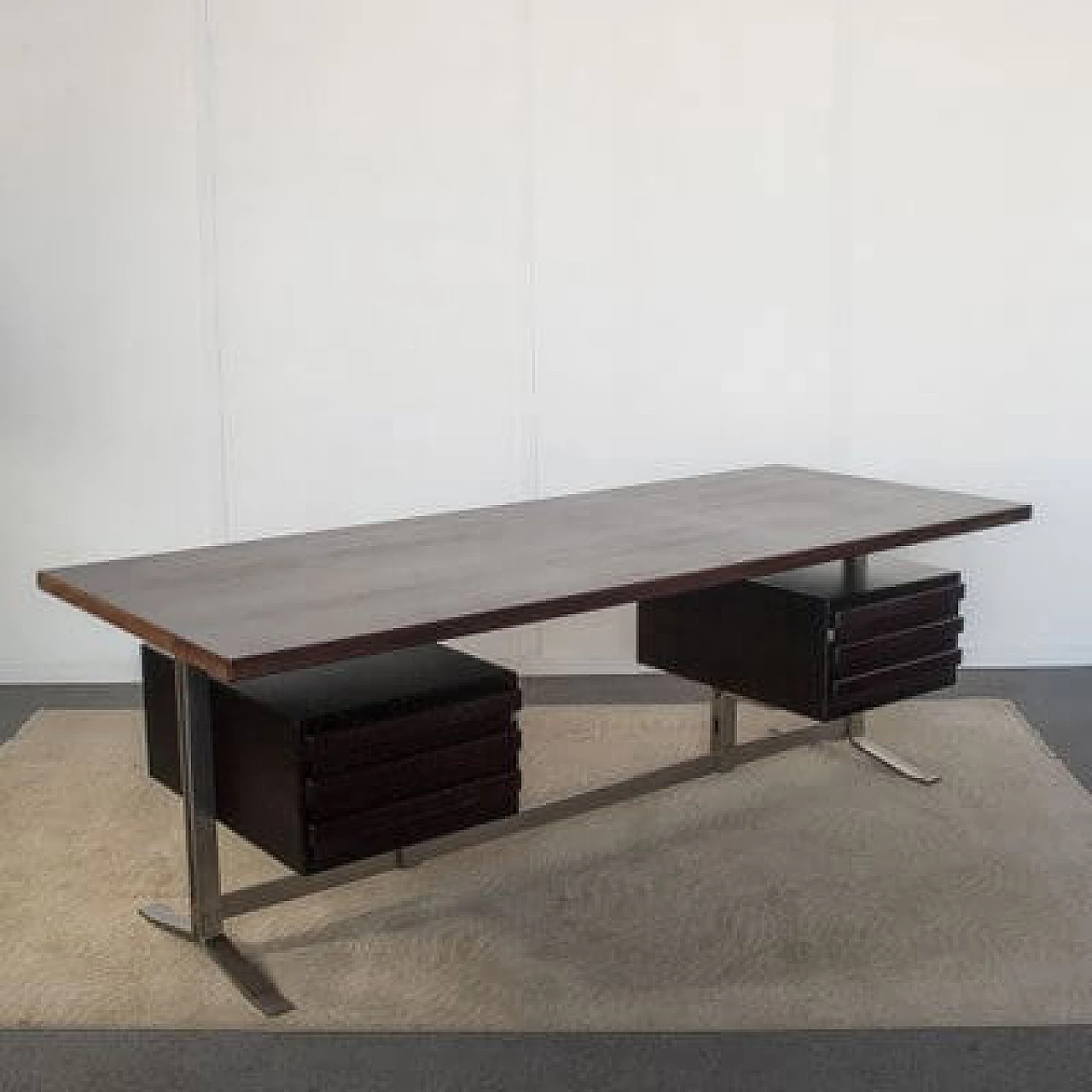 Teak and steel desk by Gianni Moscatelli for Formanova, 1970s 11