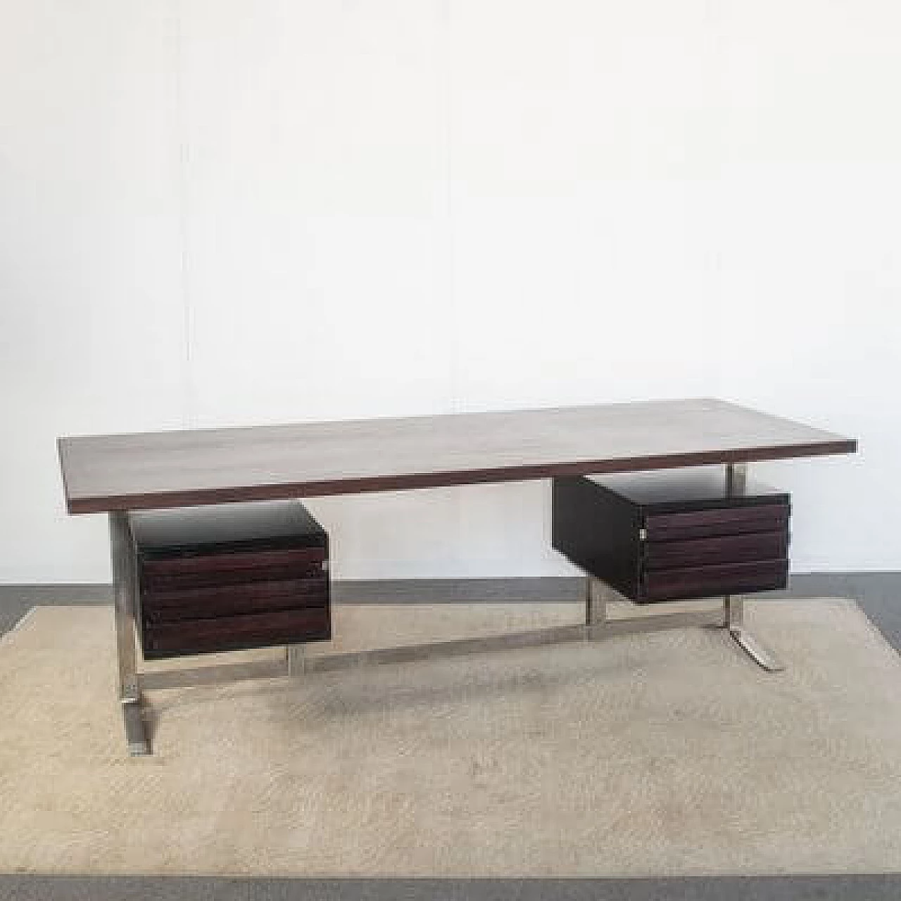 Teak and steel desk by Gianni Moscatelli for Formanova, 1970s 12