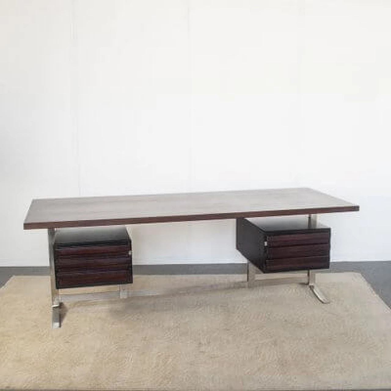 Teak and steel desk by Gianni Moscatelli for Formanova, 1970s 13