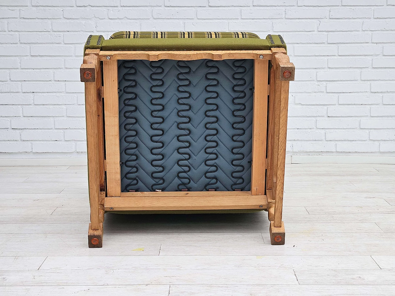 Danish oak highback armchair, 1970s 13