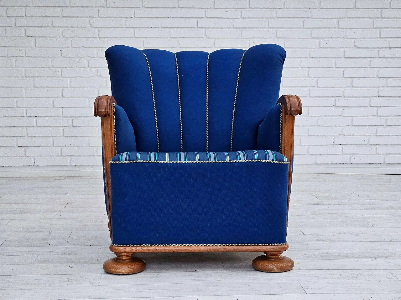 Danish armchair with oak footstool, 1960s 7