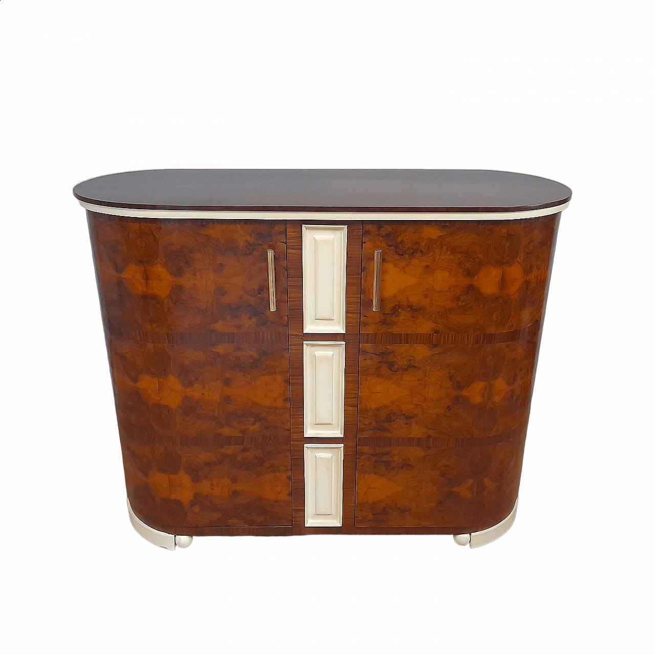 Credenza Art Déco in noce e radica di noce con parti laccate, anni '40 11