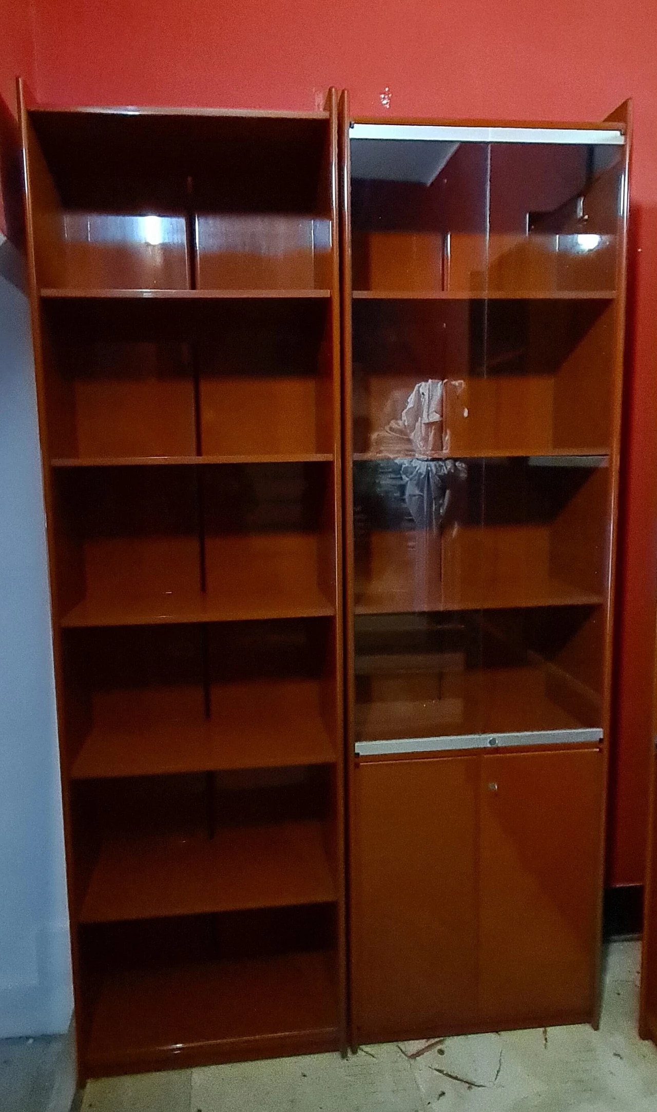 Libreria modulare Olinto in legno massello laccatodi Kazuhide Takahama per Cassina, anni '60 6