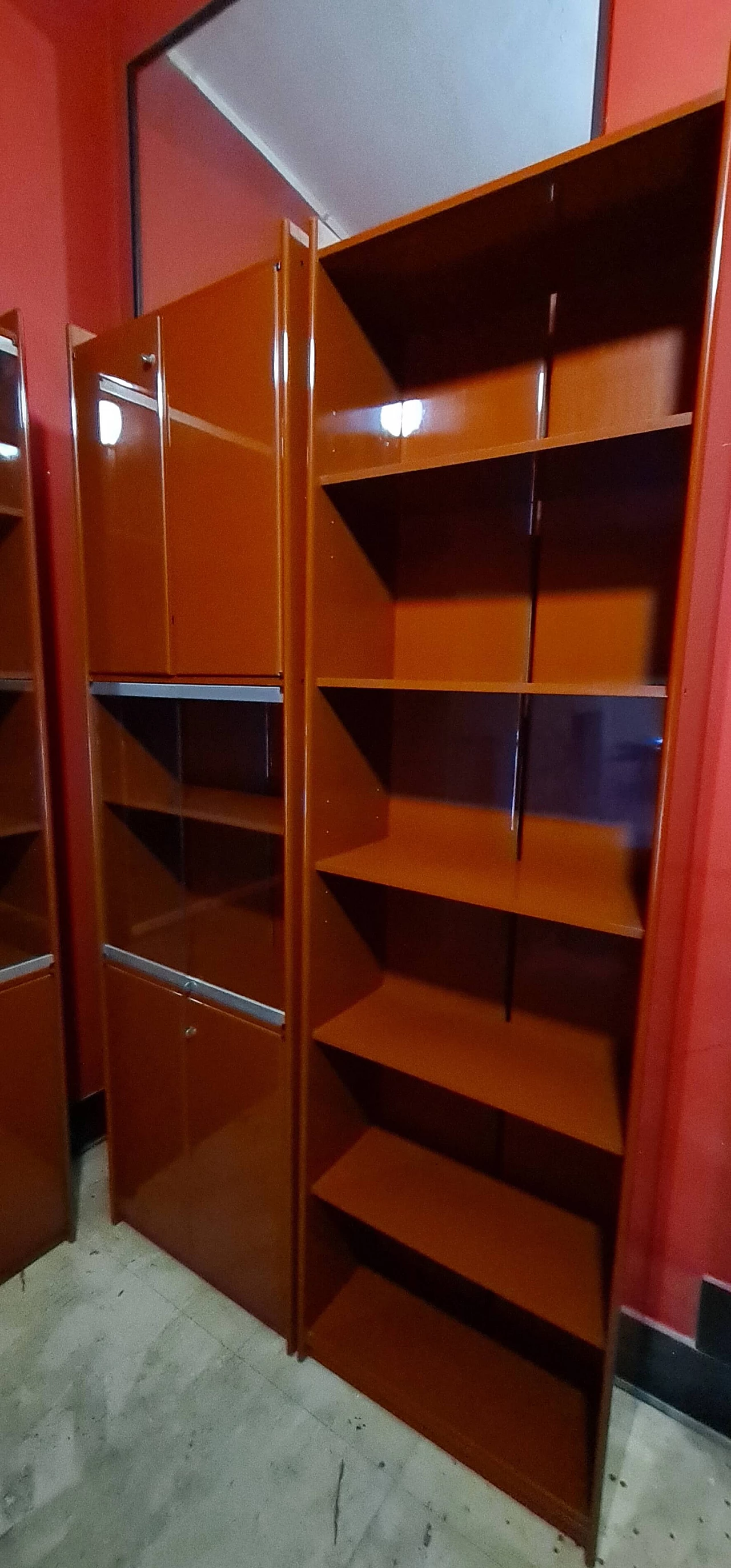 Libreria modulare Olinto in legno massello laccatodi Kazuhide Takahama per Cassina, anni '60 7