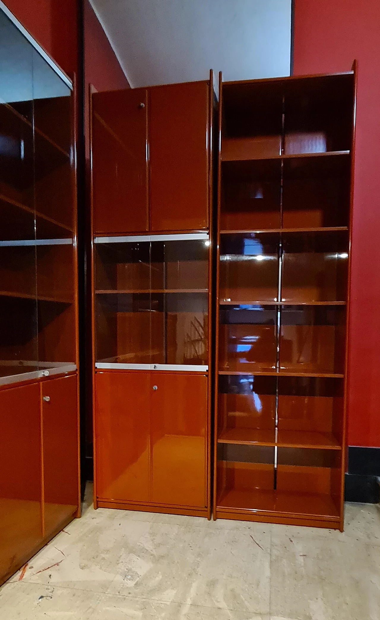 Libreria modulare Olinto in legno massello laccatodi Kazuhide Takahama per Cassina, anni '60 10