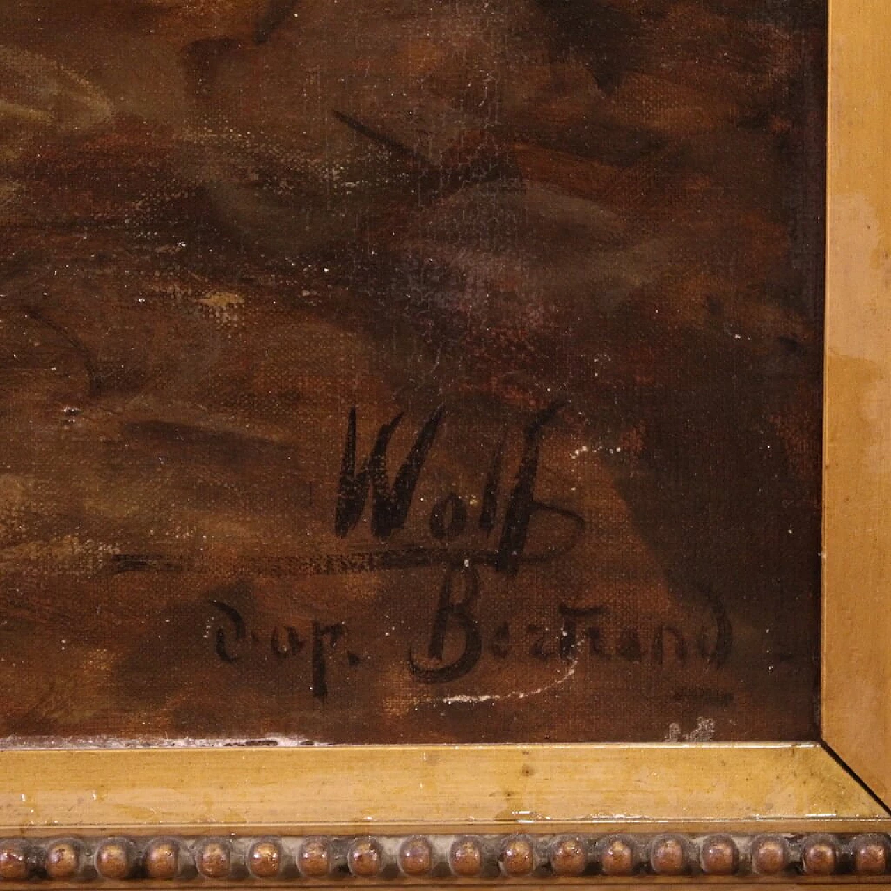 Painting of soldiers with horses, oil on canvas, second half of the 19th century 2