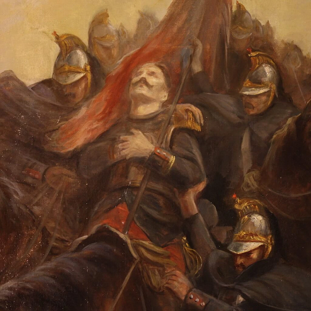 Painting of soldiers with horses, oil on canvas, second half of the 19th century 12