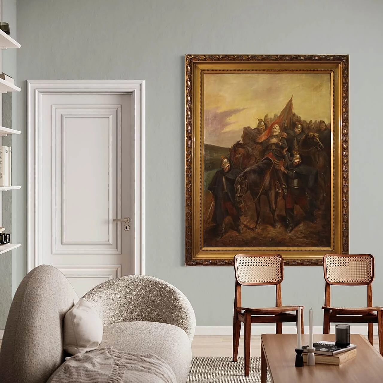 Painting of soldiers with horses, oil on canvas, second half of the 19th century 14