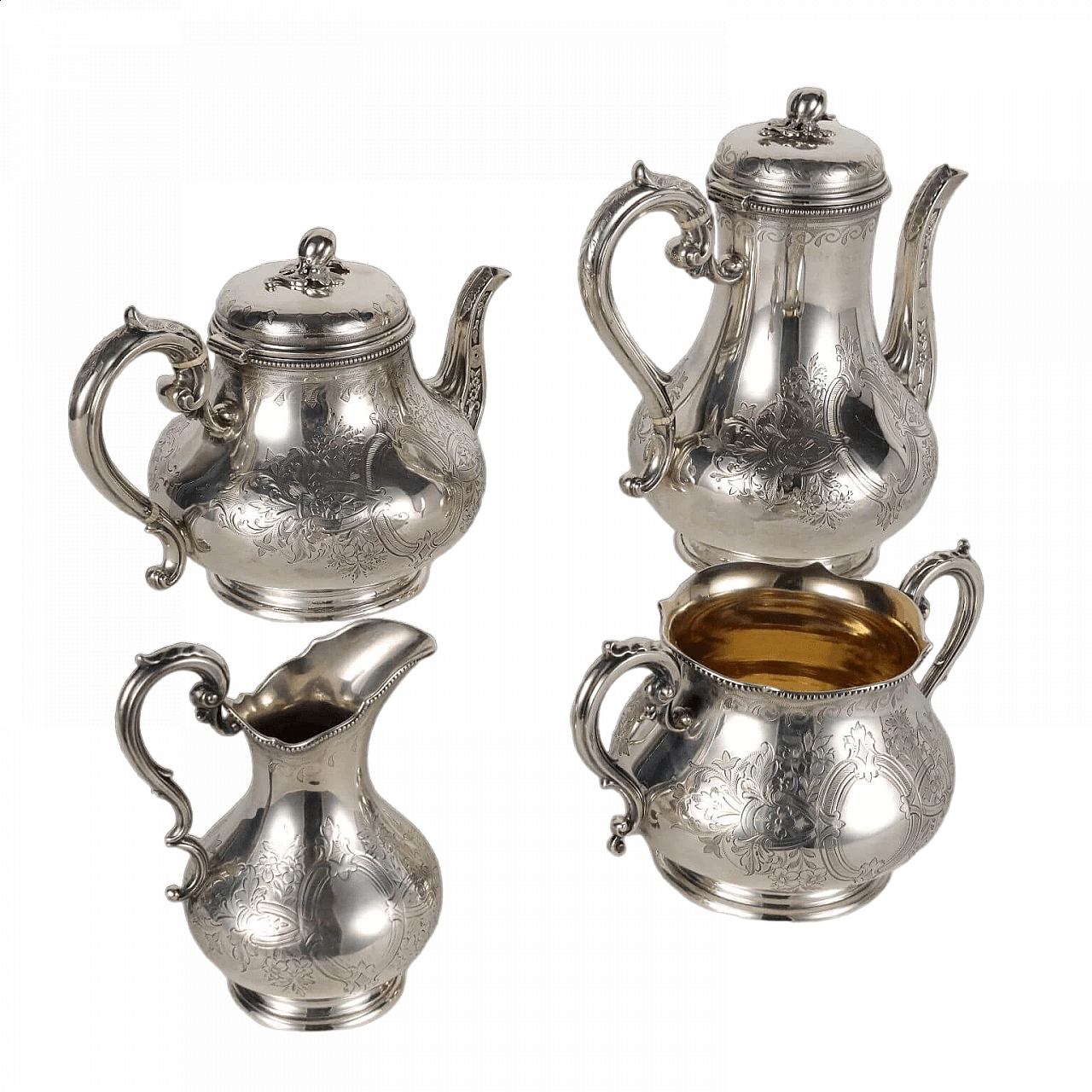 Tea and coffee service in 925 sterling silver by Martin Hall & Co, 1950s 11