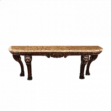 Neoclassical oak console table with breccia top, 19th century