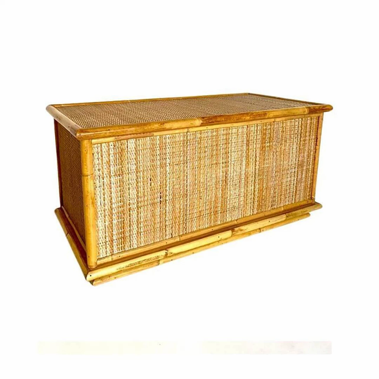 Rattan and beech chest by Dal Vera, 1970s 1