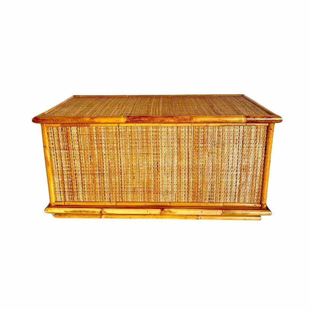 Rattan and beech chest by Dal Vera, 1970s 2