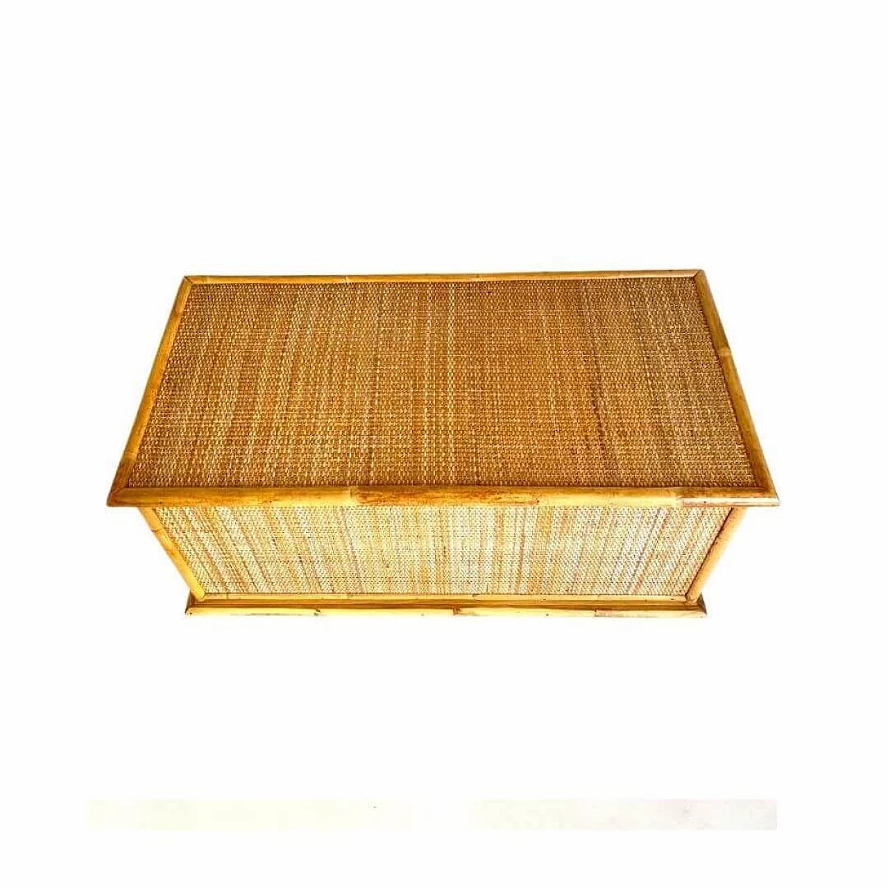 Rattan and beech chest by Dal Vera, 1970s 3