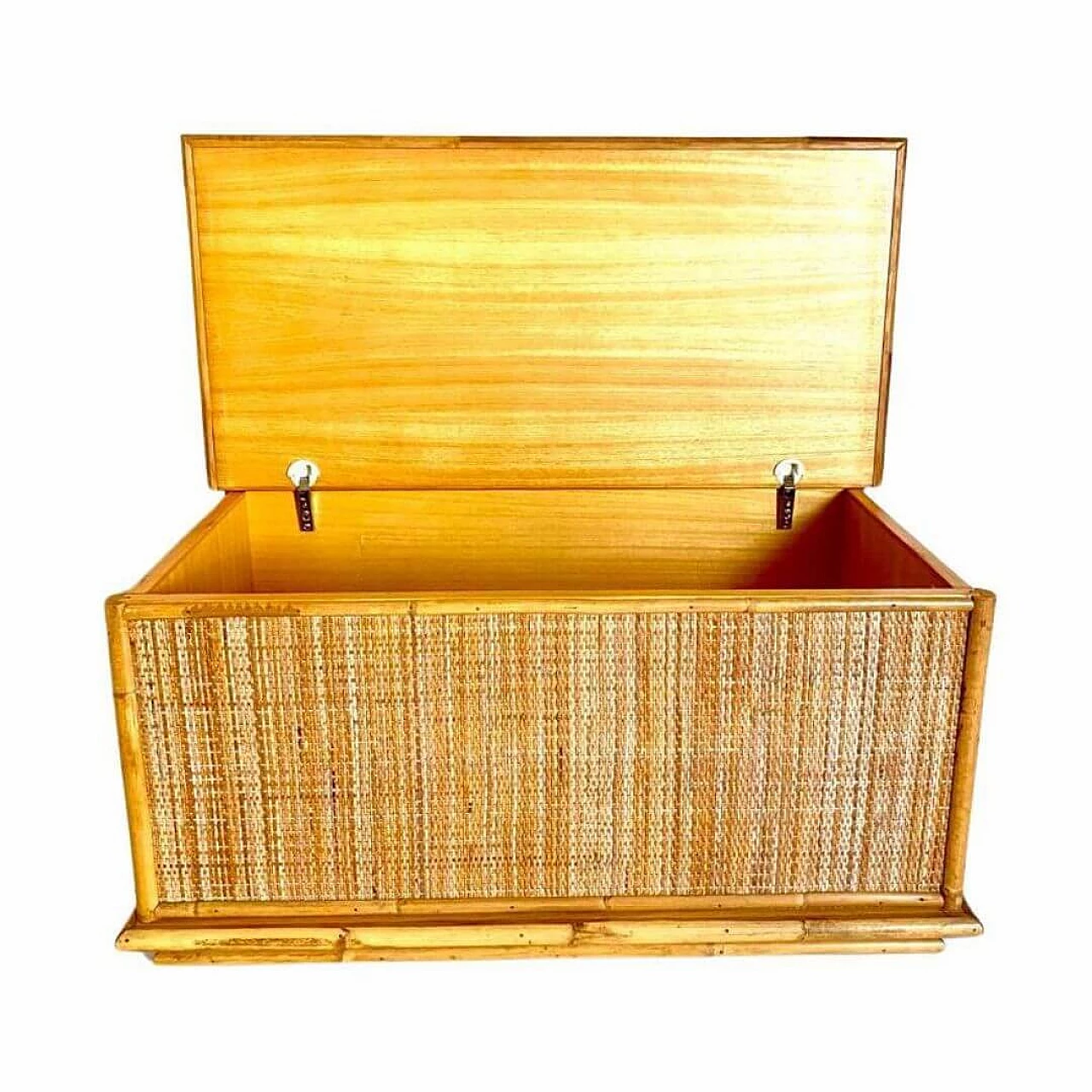 Rattan and beech chest by Dal Vera, 1970s 4