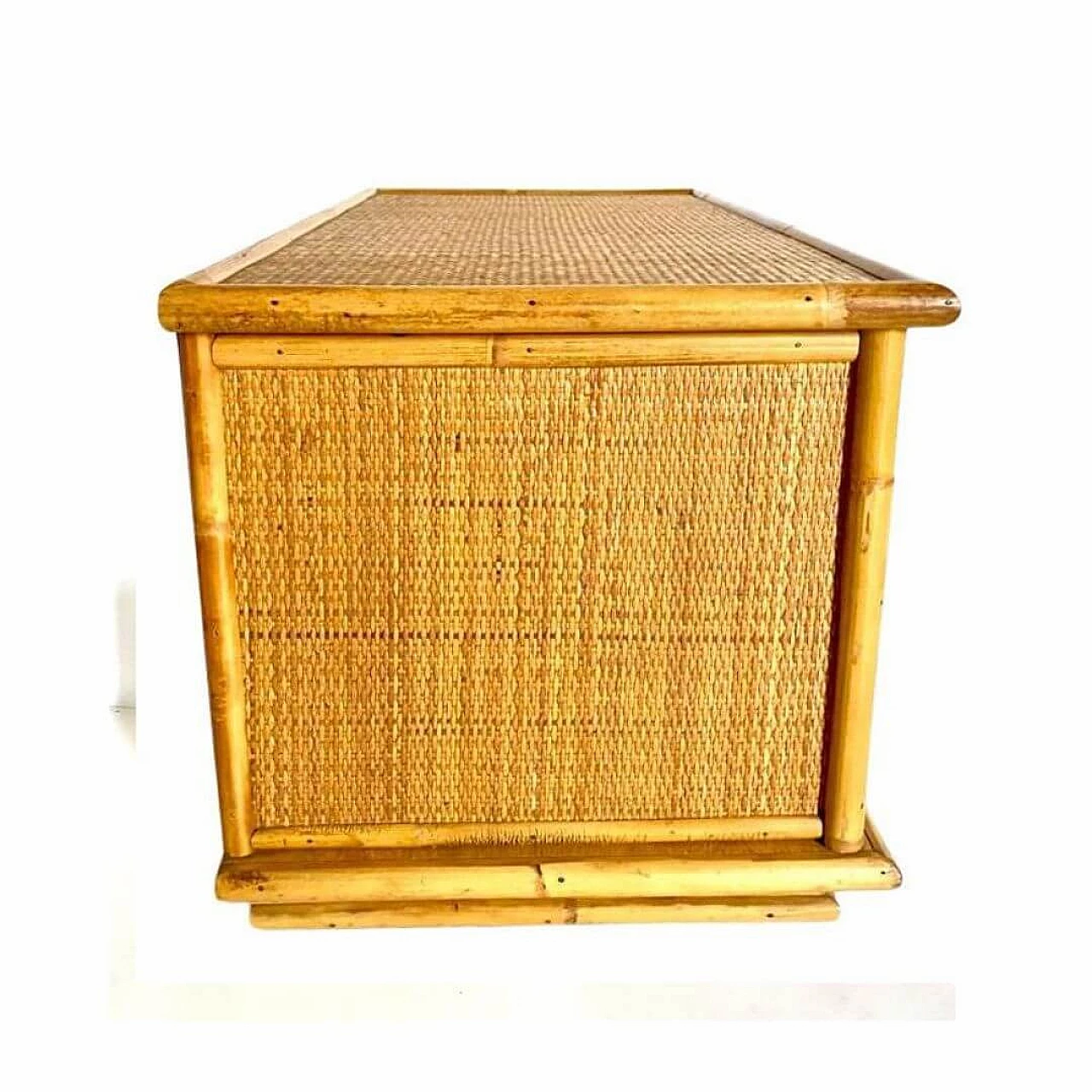 Rattan and beech chest by Dal Vera, 1970s 6