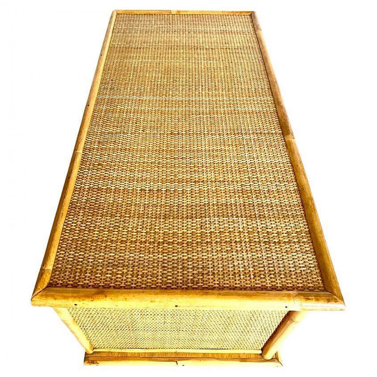 Rattan and beech chest by Dal Vera, 1970s 7