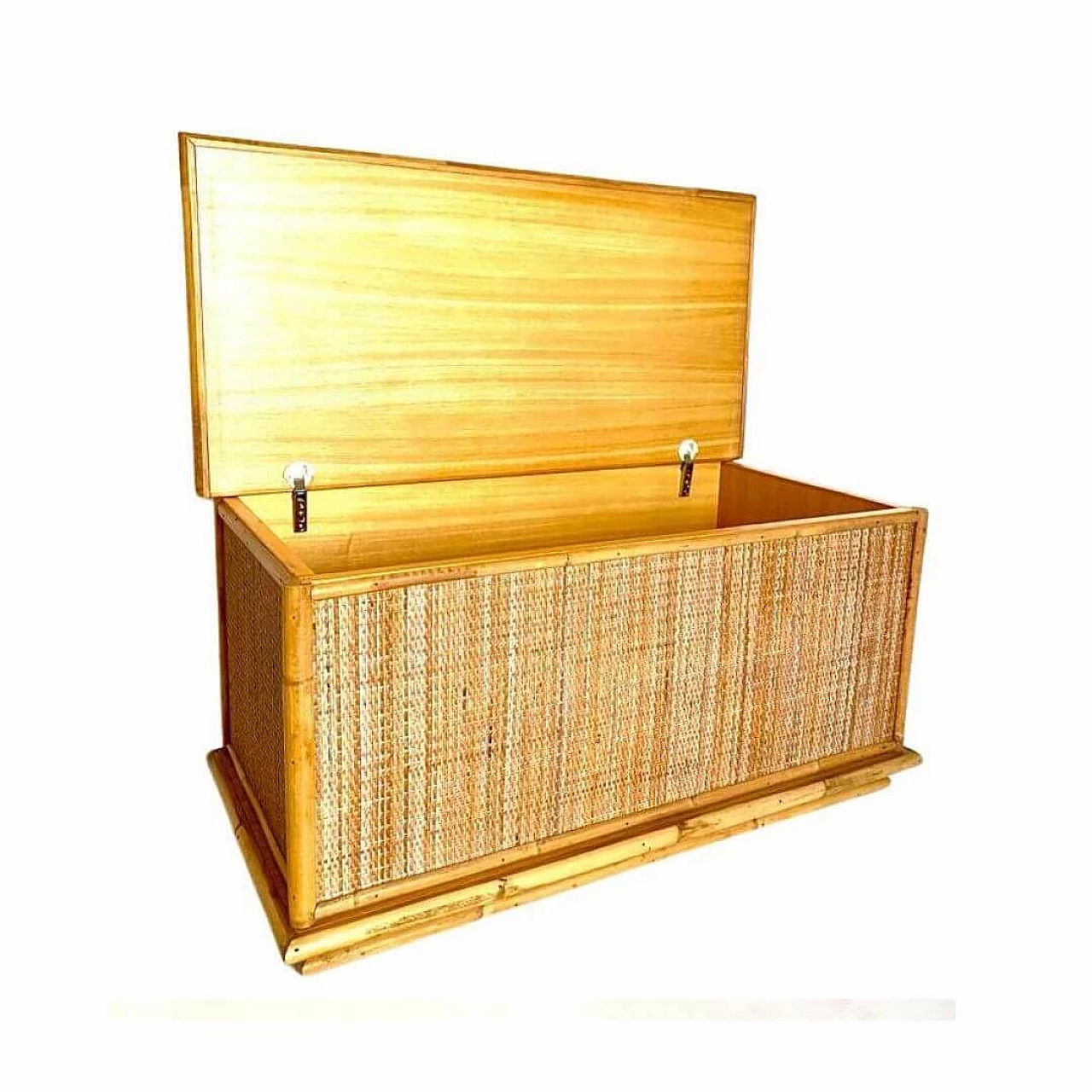 Rattan and beech chest by Dal Vera, 1970s 10